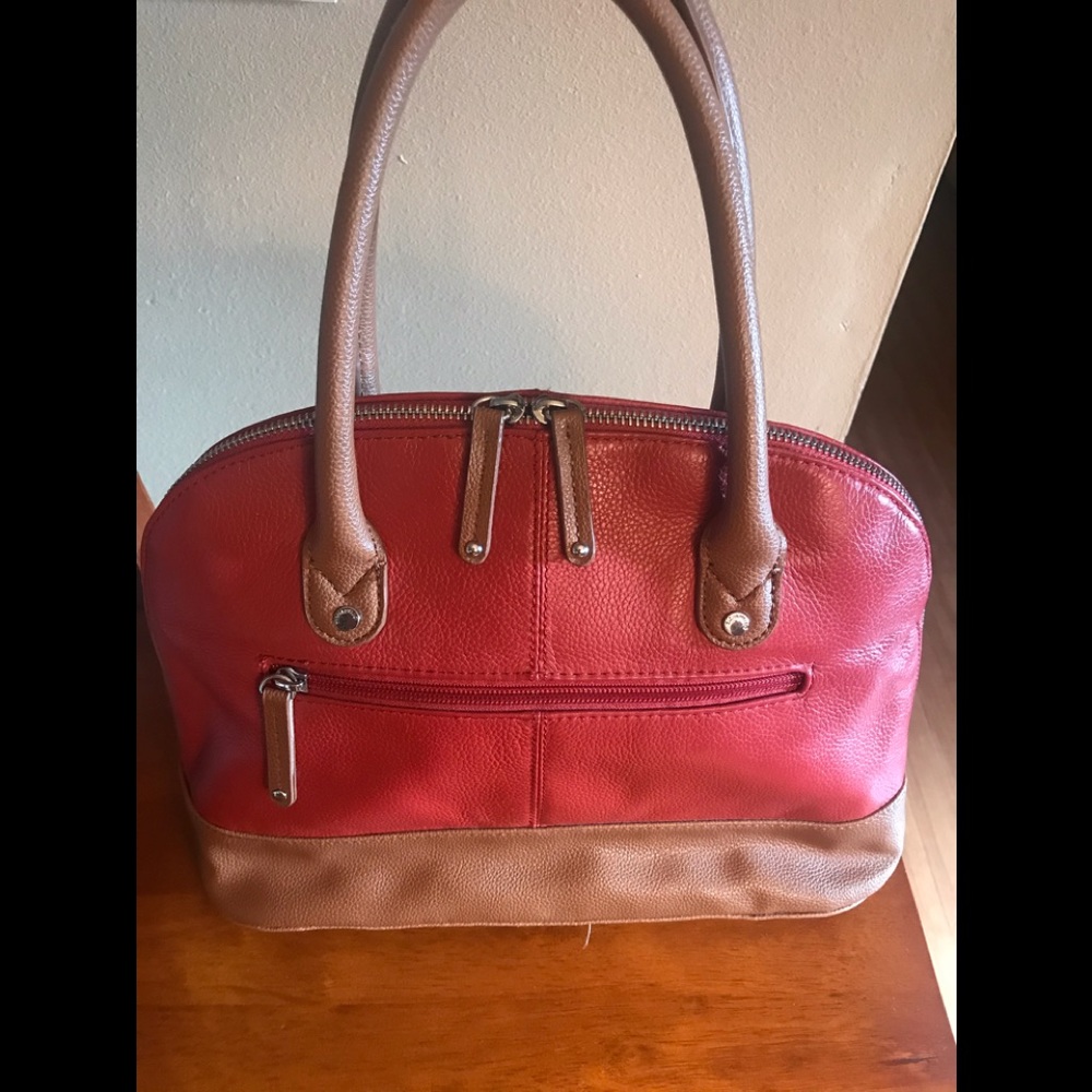 Tignanello two toned leather satchel handbag.